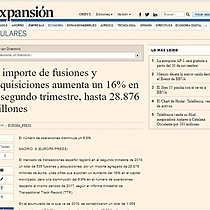 El importe de fusiones y adquisiciones aumenta un 16% en el segundo trimestre, hasta 28.876 millones